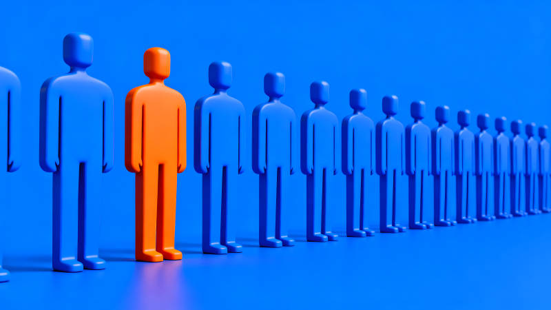 橙色人形藍色人群的視覺效果-圖片