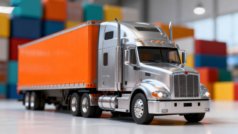 卡車運輸場景卡車停在倉庫里-圖片