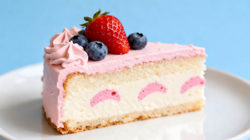 草莓蓝莓蛋糕切片-图片