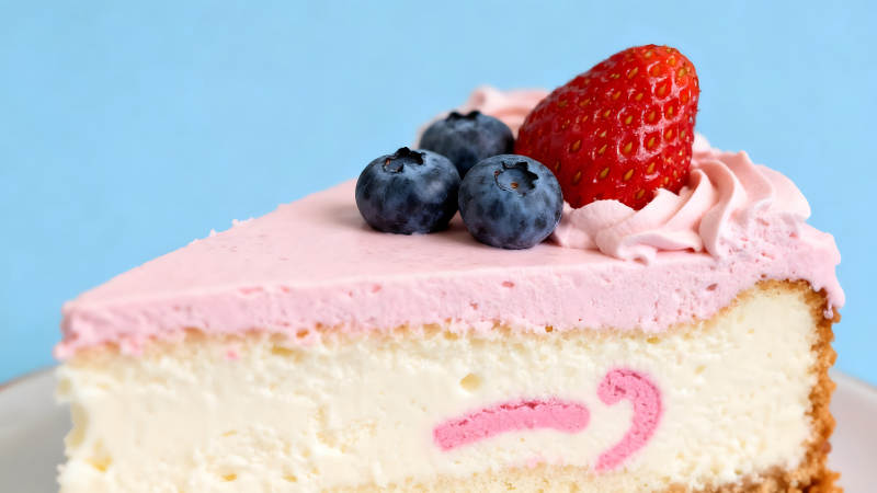 草莓蓝莓蛋糕特写甜蜜诱人-图片