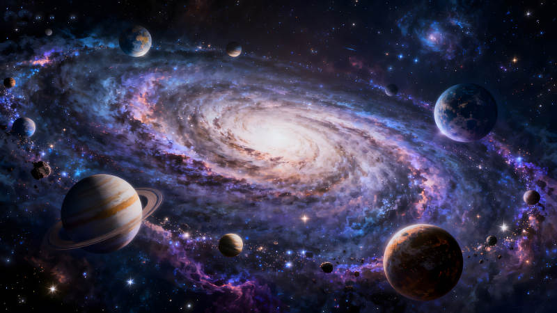 浩瀚宇宙星系行星絢麗多彩-圖片