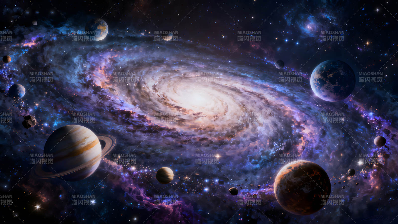 浩瀚宇宙星系行星絢麗多彩-圖片