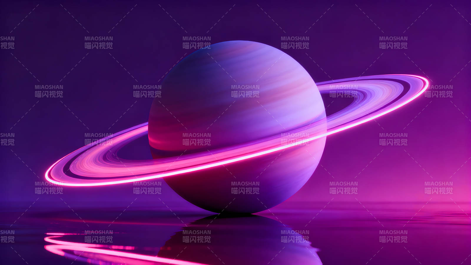 發(fā)光的土星及其反射-圖片