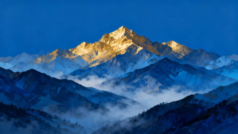 金山雪山云海圖-圖片