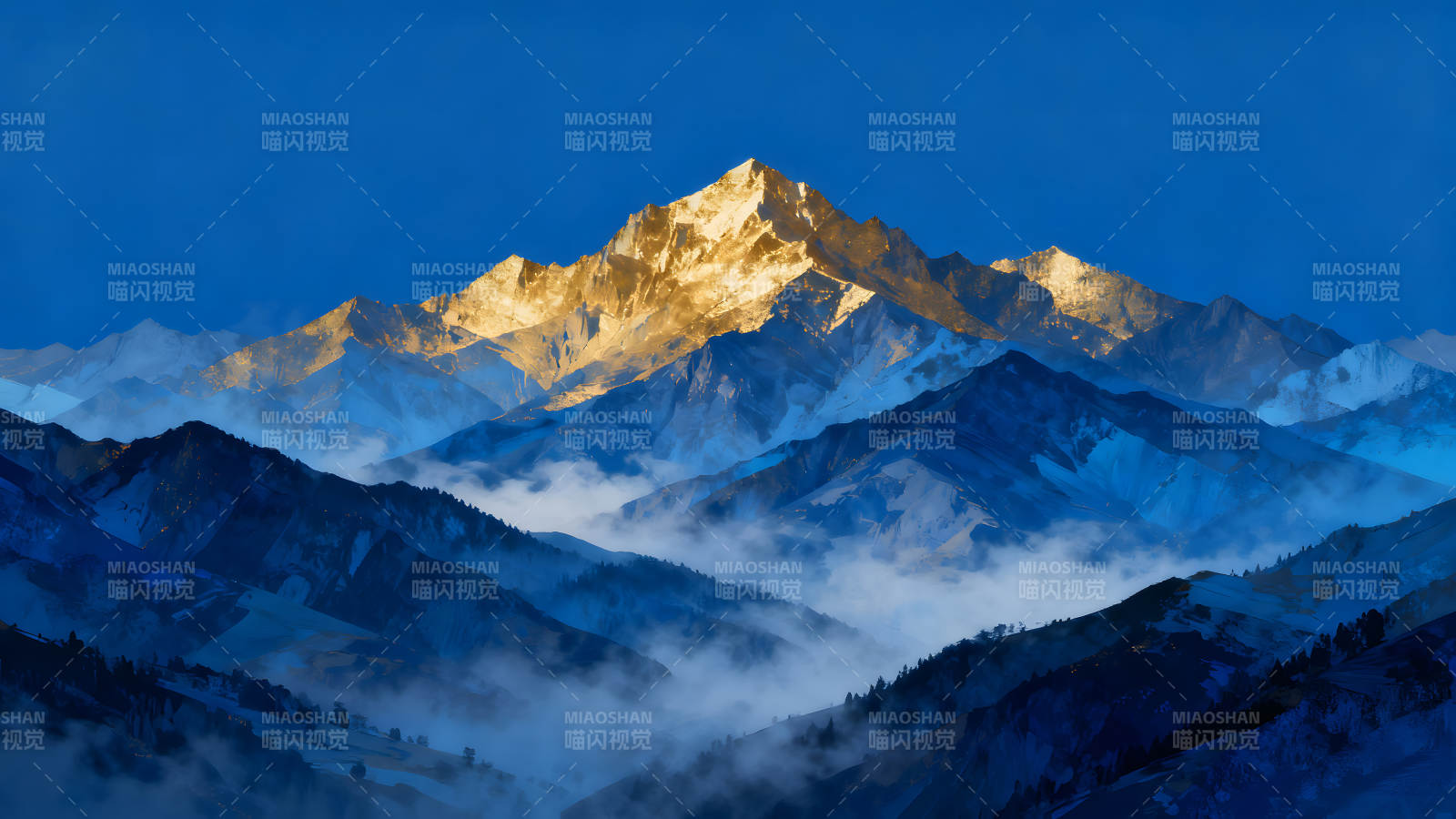 金山雪山云海圖-圖片