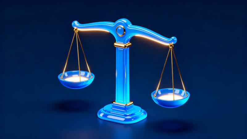 蓝色天平衡量平衡象征正义公平图片