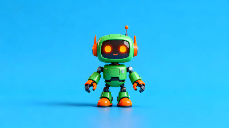 可愛的綠色機器人形象-圖片