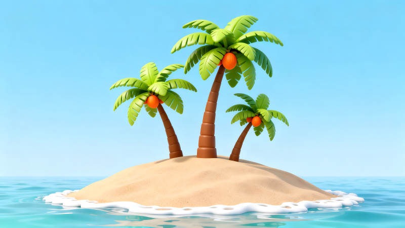 海岛椰树蓝天碧海清新唯美场景-图片