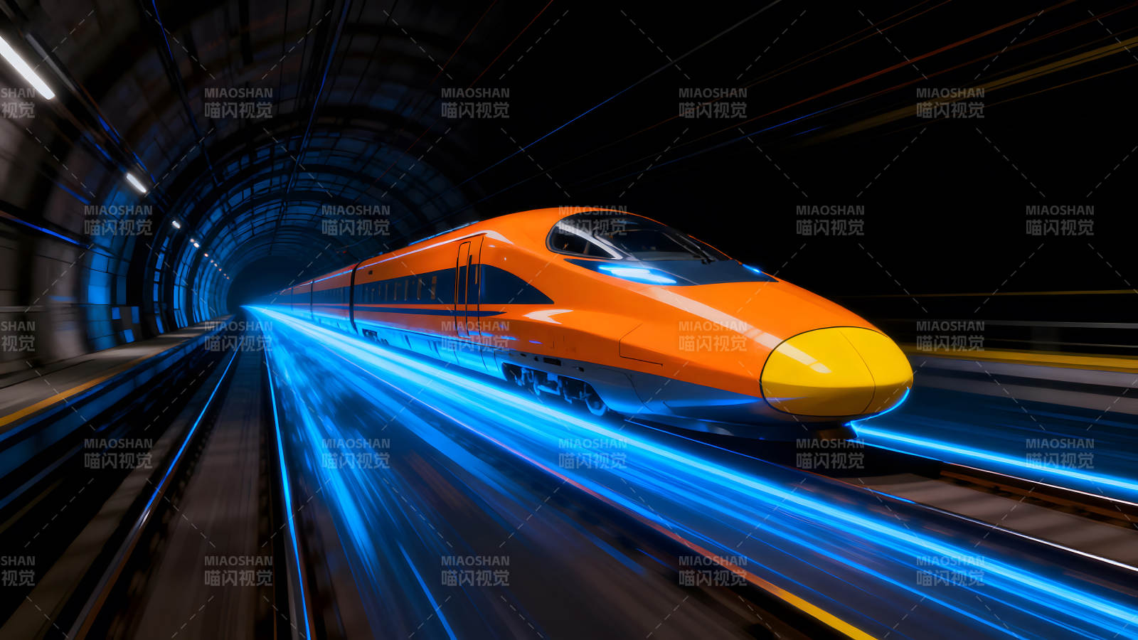 高速列车驶入隧道产生速度感图片