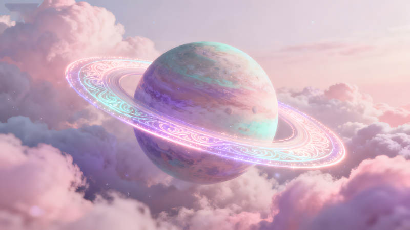 梦幻星球漂浮在云海之中-图片