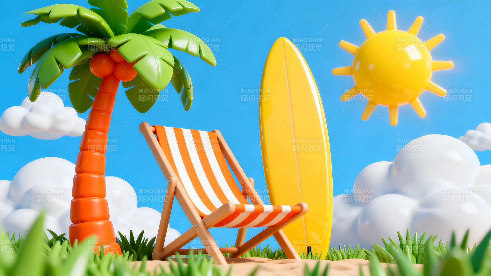 海滩休闲场景阳光明媚图片