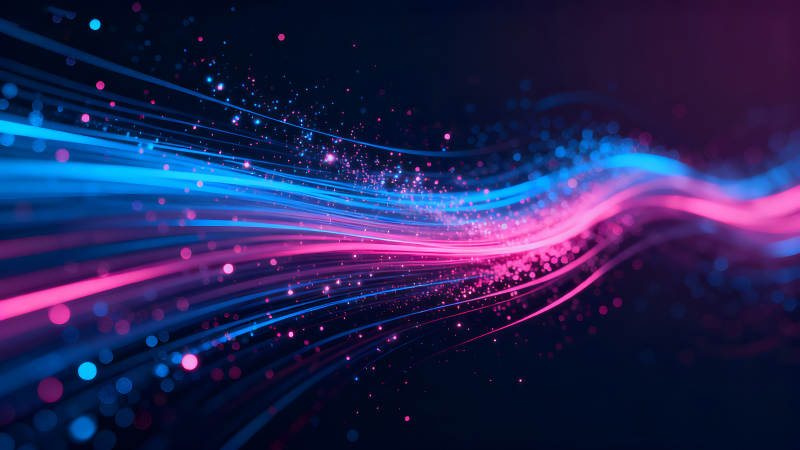 蓝色粉色光束流动抽象背景-图片