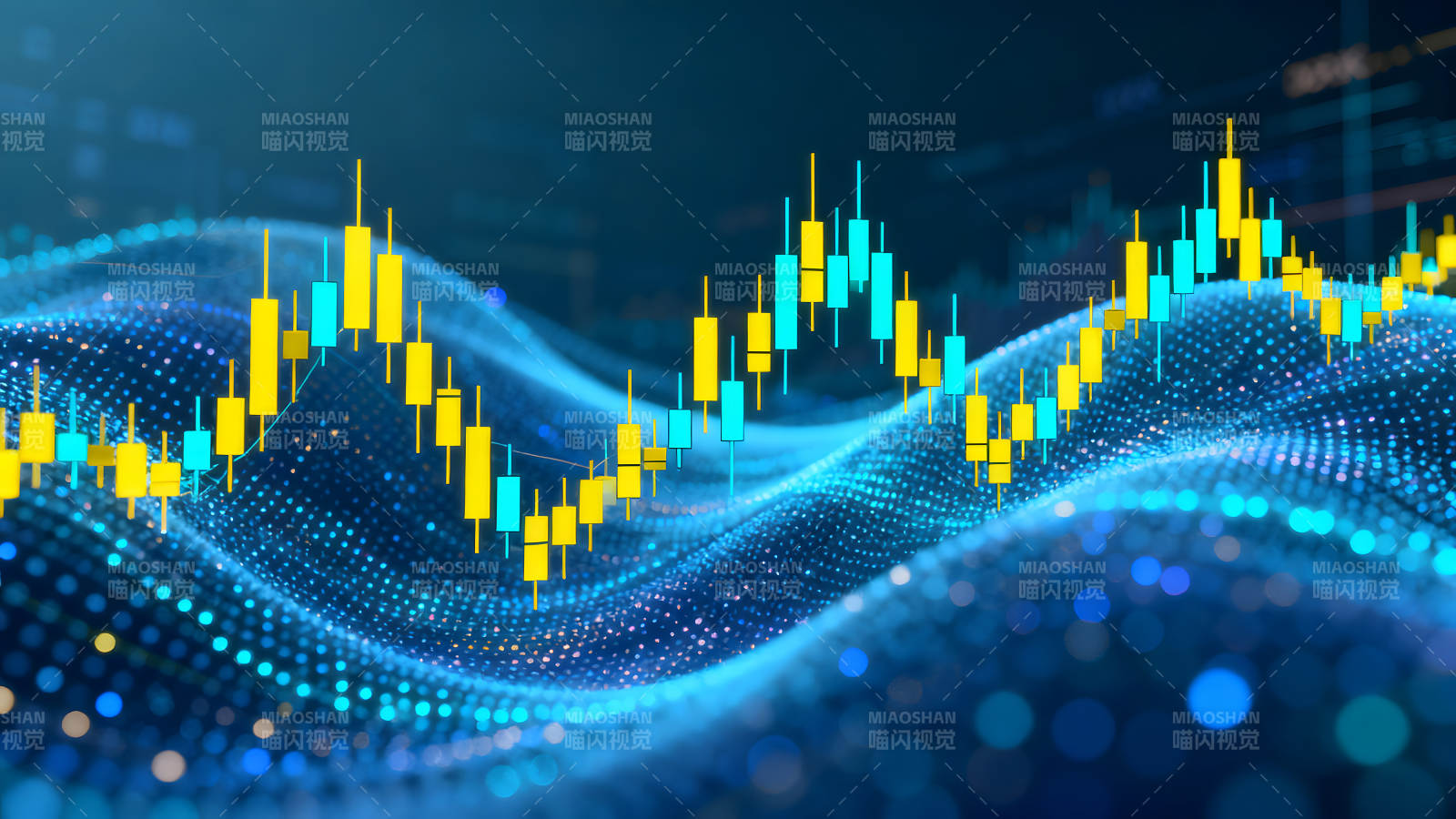 金融數據波動圖表藍色科技感-圖片