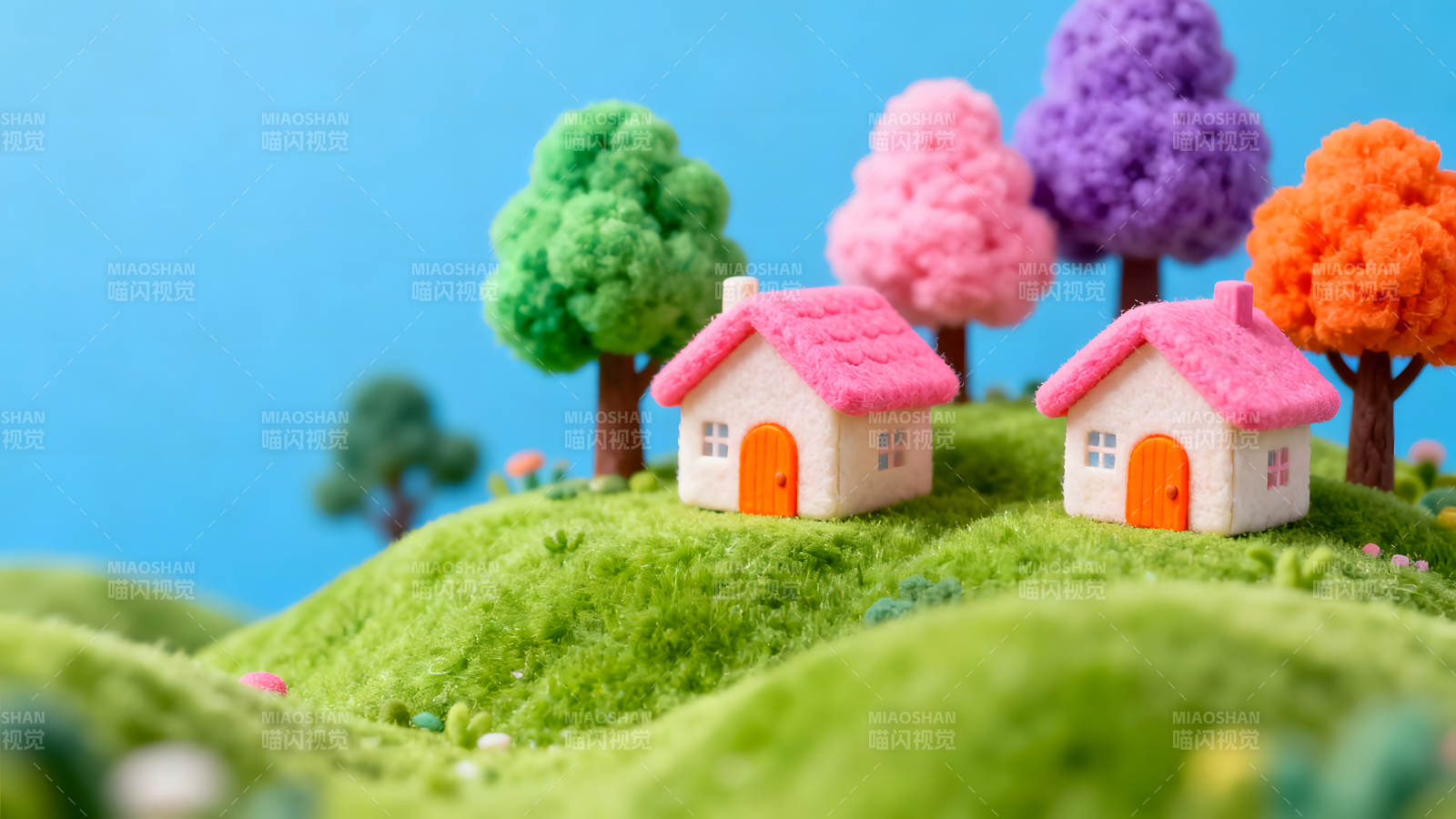 卡通风格的微型房屋场景-图片