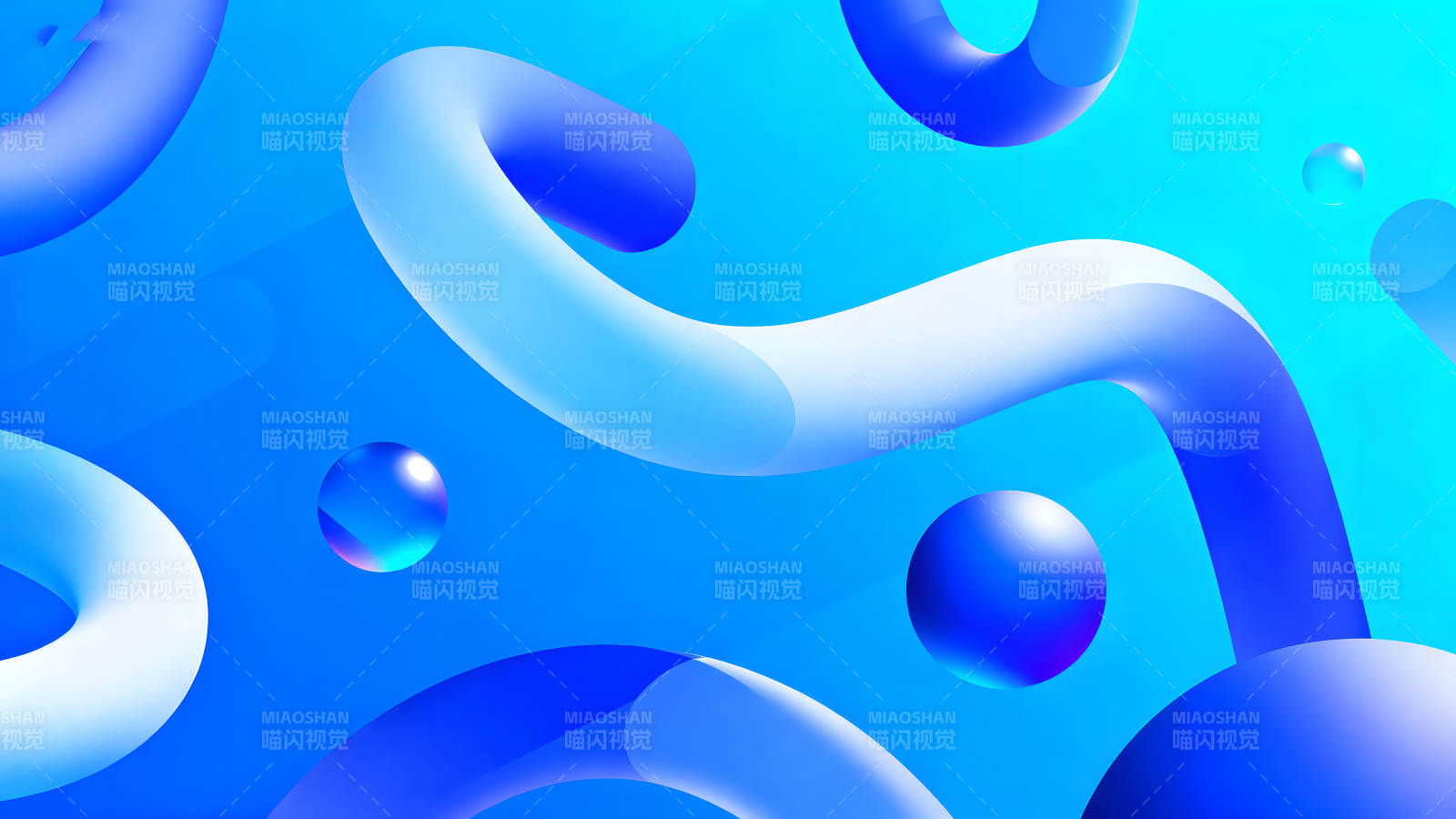 蓝白色抽象背景三维立体风格-图片