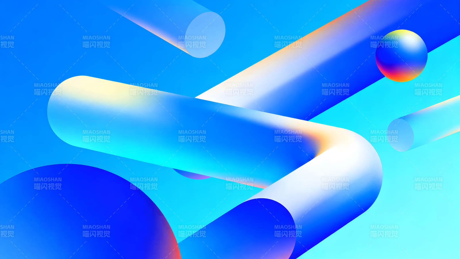 抽象蓝色渐变背景几何图形-图片