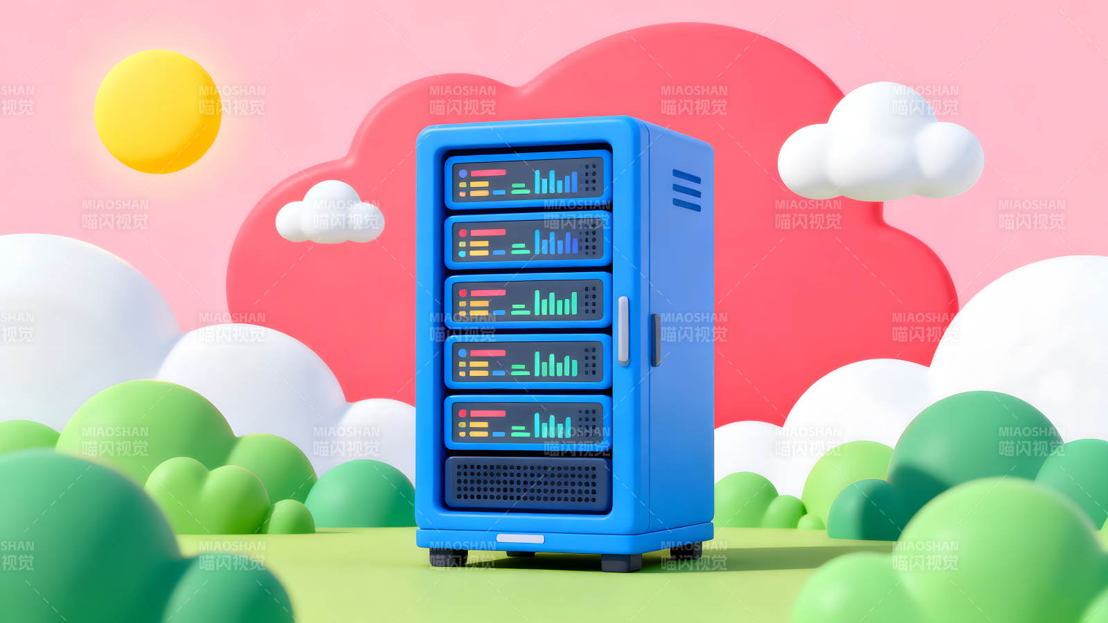 服务器设备卡通风格场景-图片