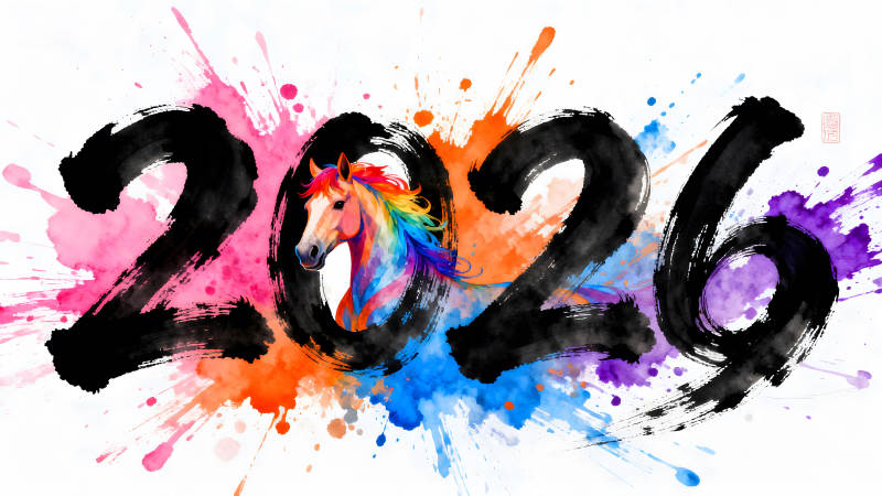 2026年多彩藝術畫作生肖馬年-圖片