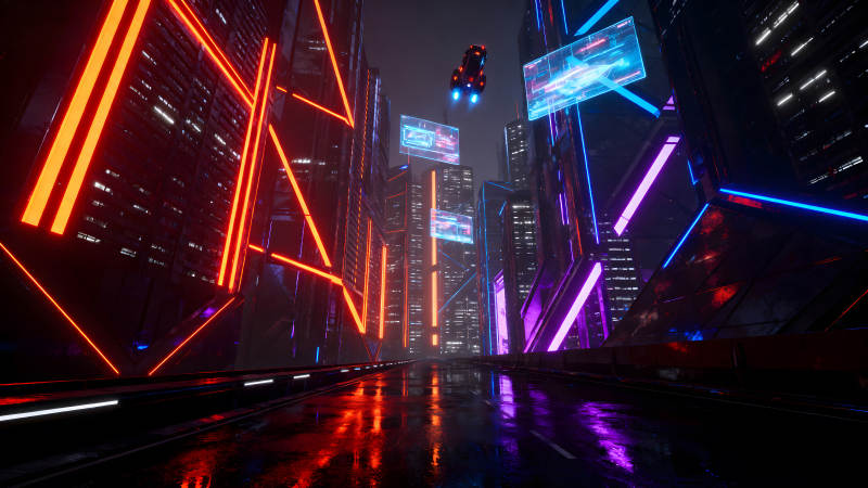 未来都市夜景霓虹灯光科技感图片