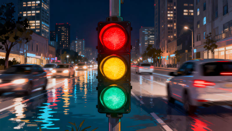 城市夜景交通灯-图片