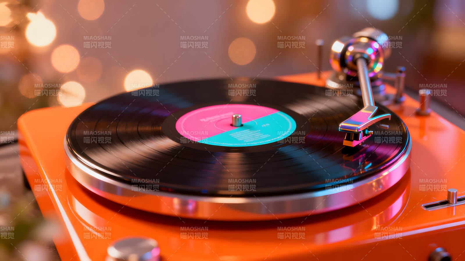 復古唱片機播放著音樂的溫馨氛圍圖片