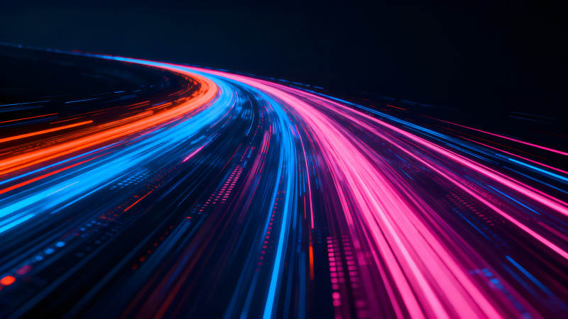 炫彩光线轨迹在夜空中蜿蜒-图片