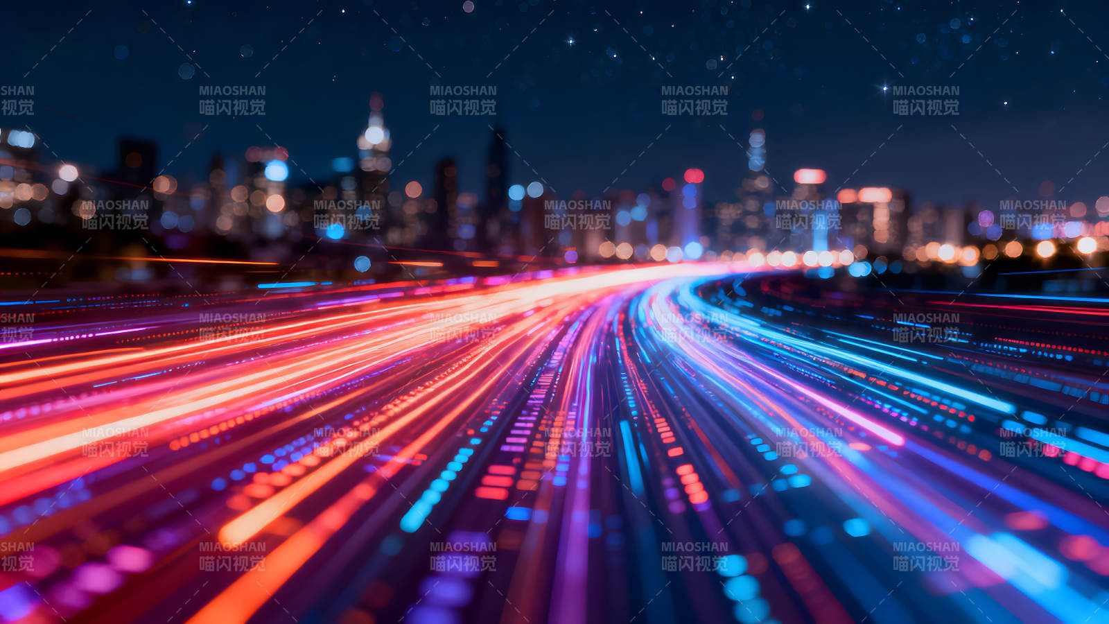 城市夜景光线流动-图片