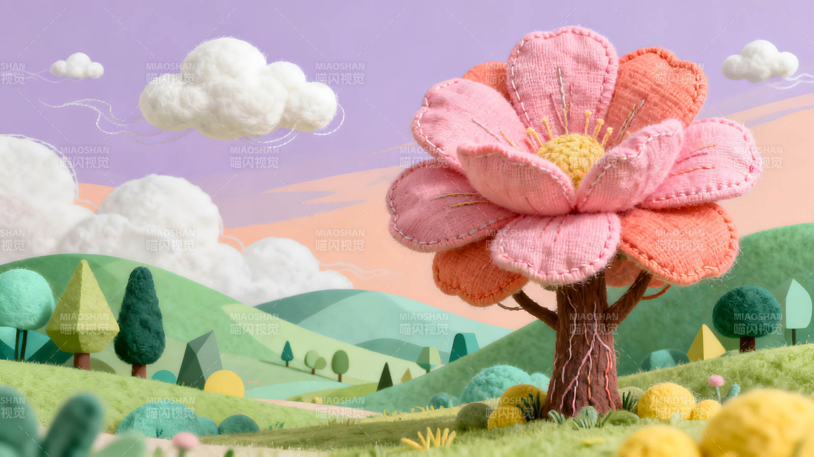 梦幻手作花朵风景图片