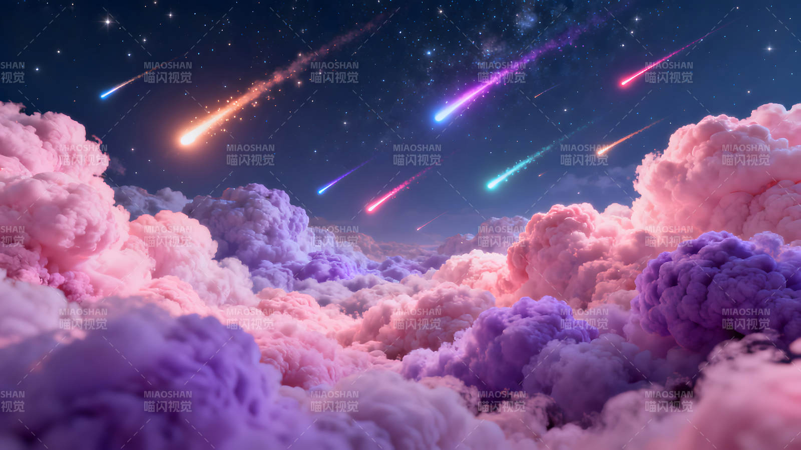 梦幻云海流星雨浪漫唯美场景图片