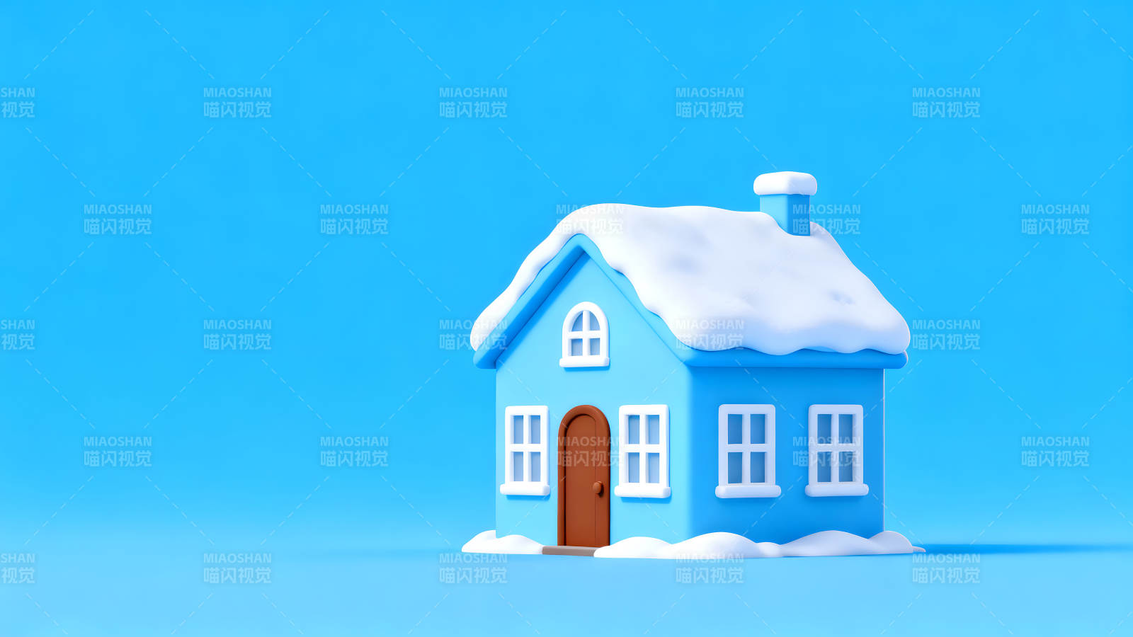 藍(lán)色的房子有雪-圖片