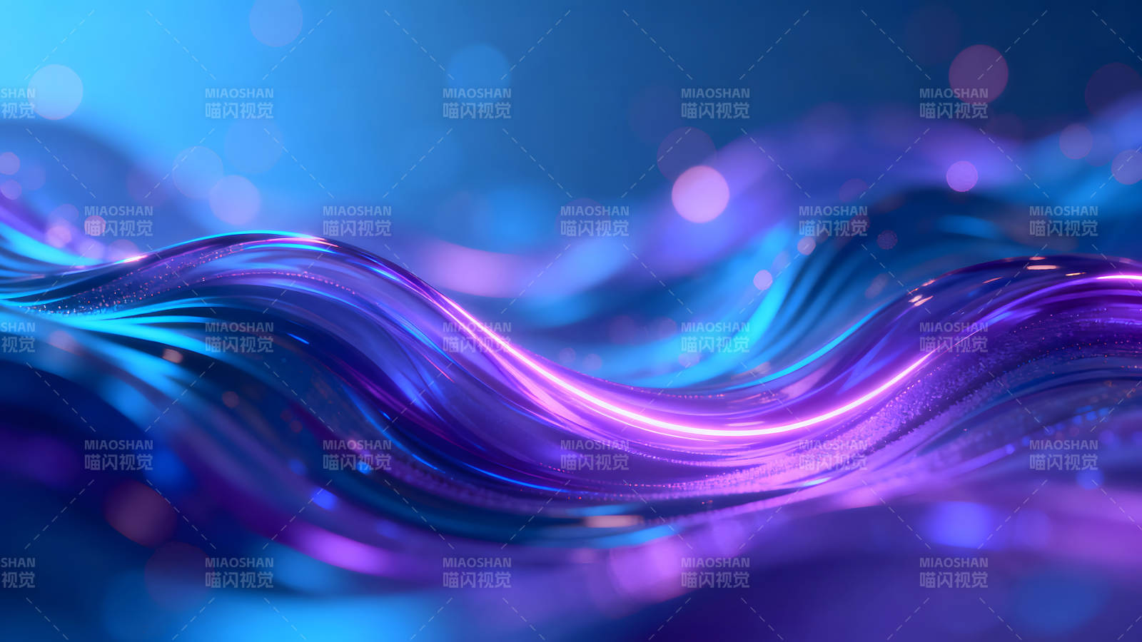 抽象的波浪形光线在蓝色背景上图片