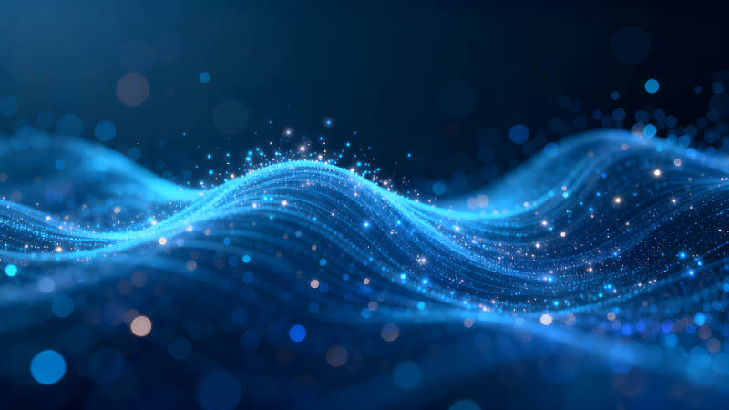 蓝色光点波动抽象背景图片