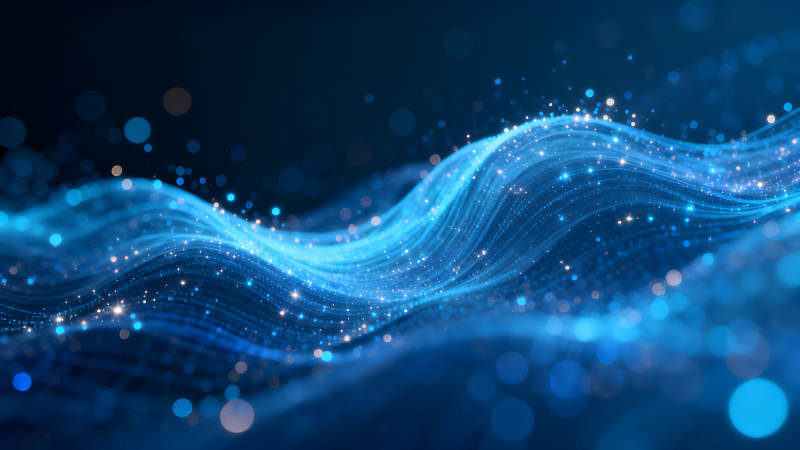 抽象蓝光波纹流动科技感图片