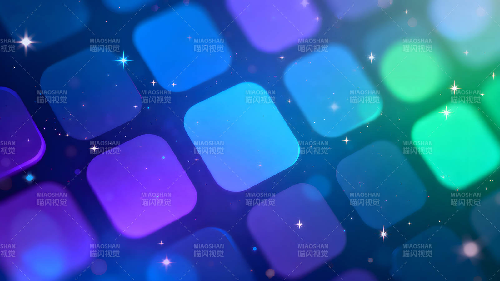 抽象渐变背景中的发光方块-图片