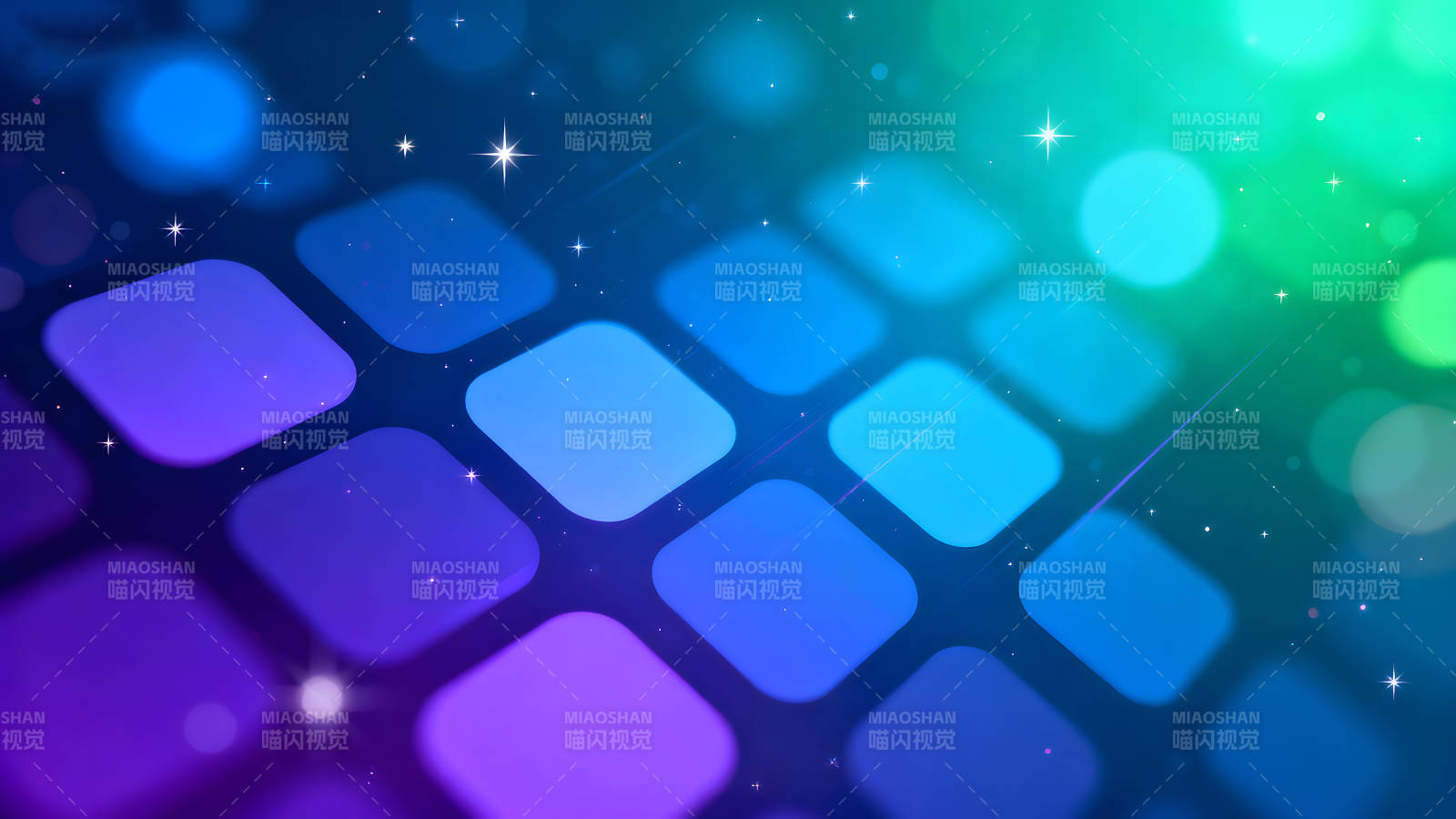 抽象科技感背景绚丽光影与方块-图片