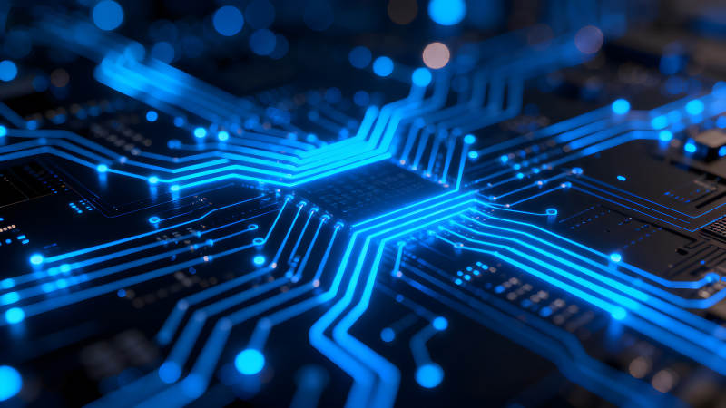 電路板藍光閃耀科技感十足-圖片