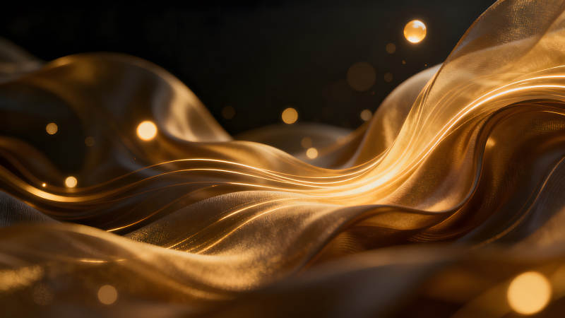 金色的绸缎与光芒梦幻华丽的视觉-图片