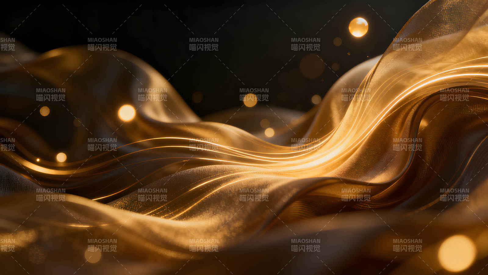 金色的绸缎与光芒梦幻华丽的视觉-图片