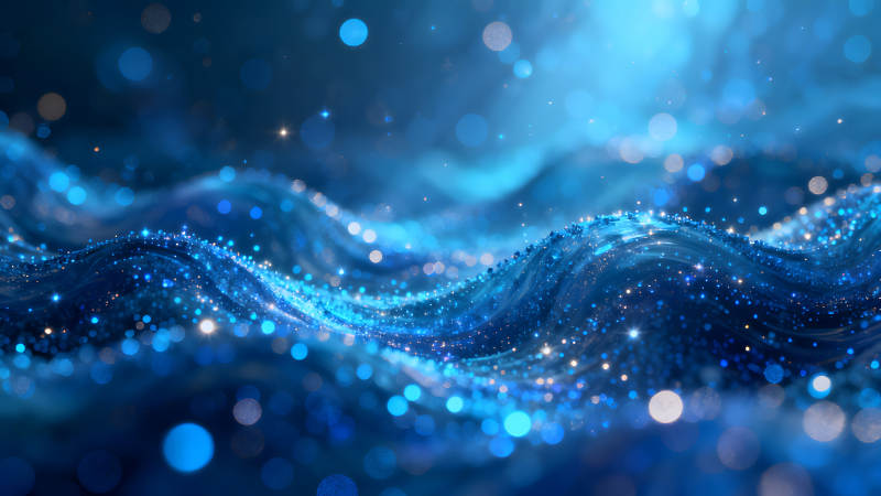 蓝色梦幻波浪星光璀璨-图片