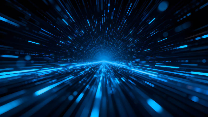 蓝色线条构成的隧道-图片