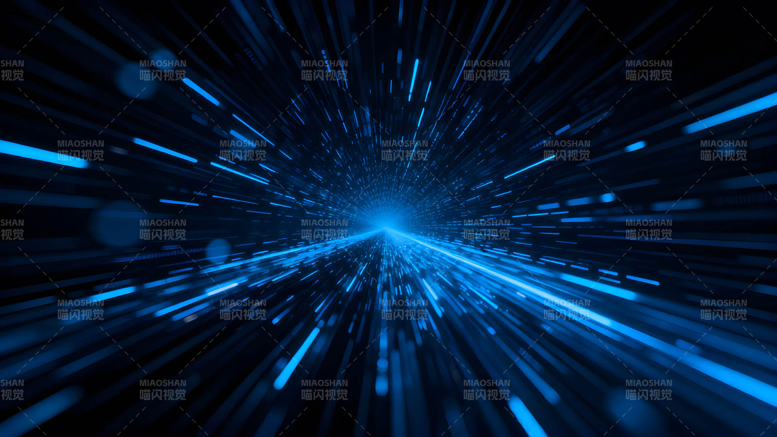 藍色光線隧道深邃科技感-圖片