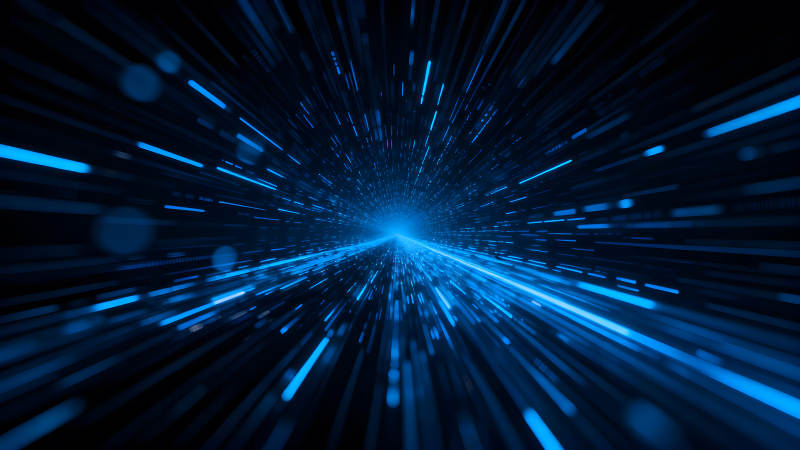 蓝色光线隧道深邃科技感-图片