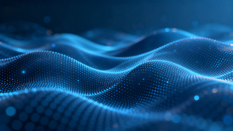 蓝色波浪点阵科技感-图片