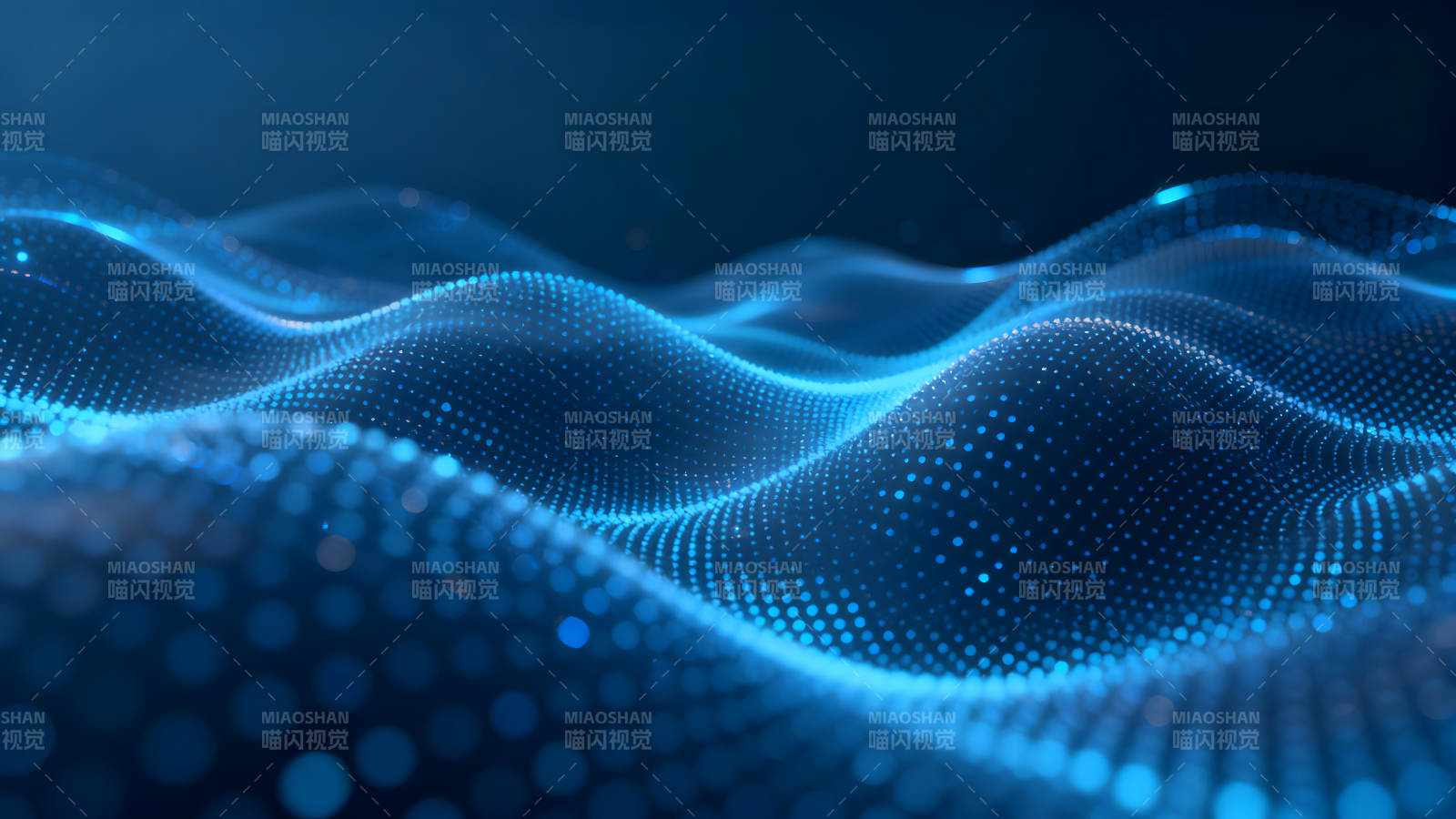 蓝色光点构成动态波浪-图片