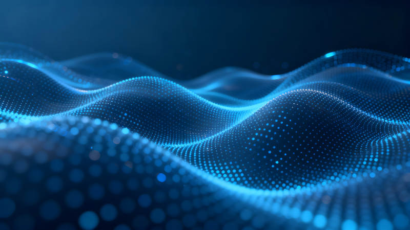 蓝色光点构成动态波浪-图片