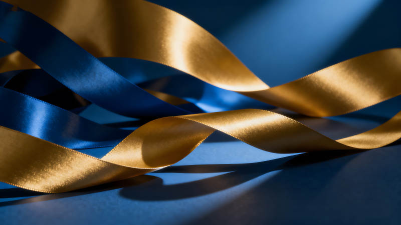 金蓝丝带交织光影-图片
