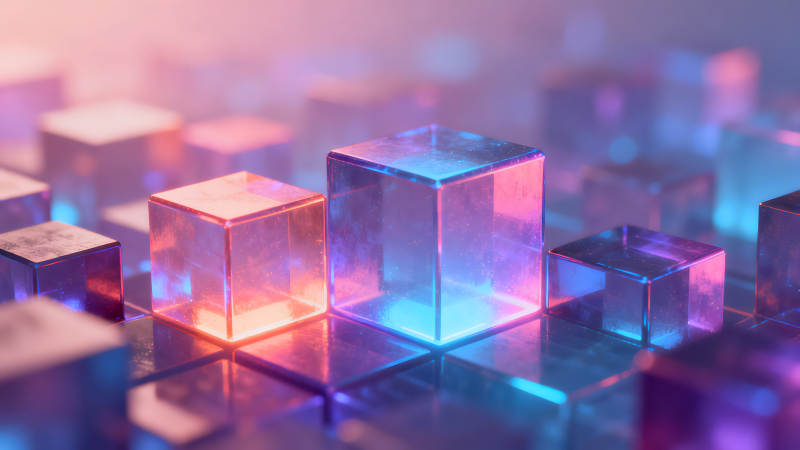 抽象幾何立方體藍(lán)紫漸變科技感-圖片