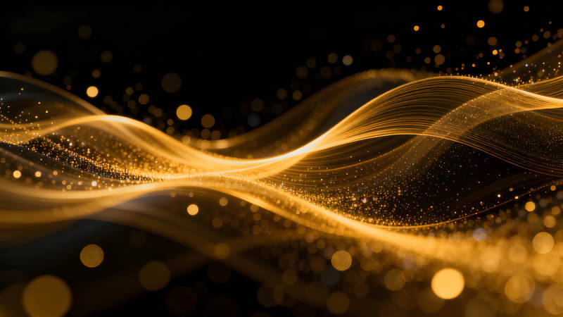 金光閃耀的抽象波浪藝術-圖片