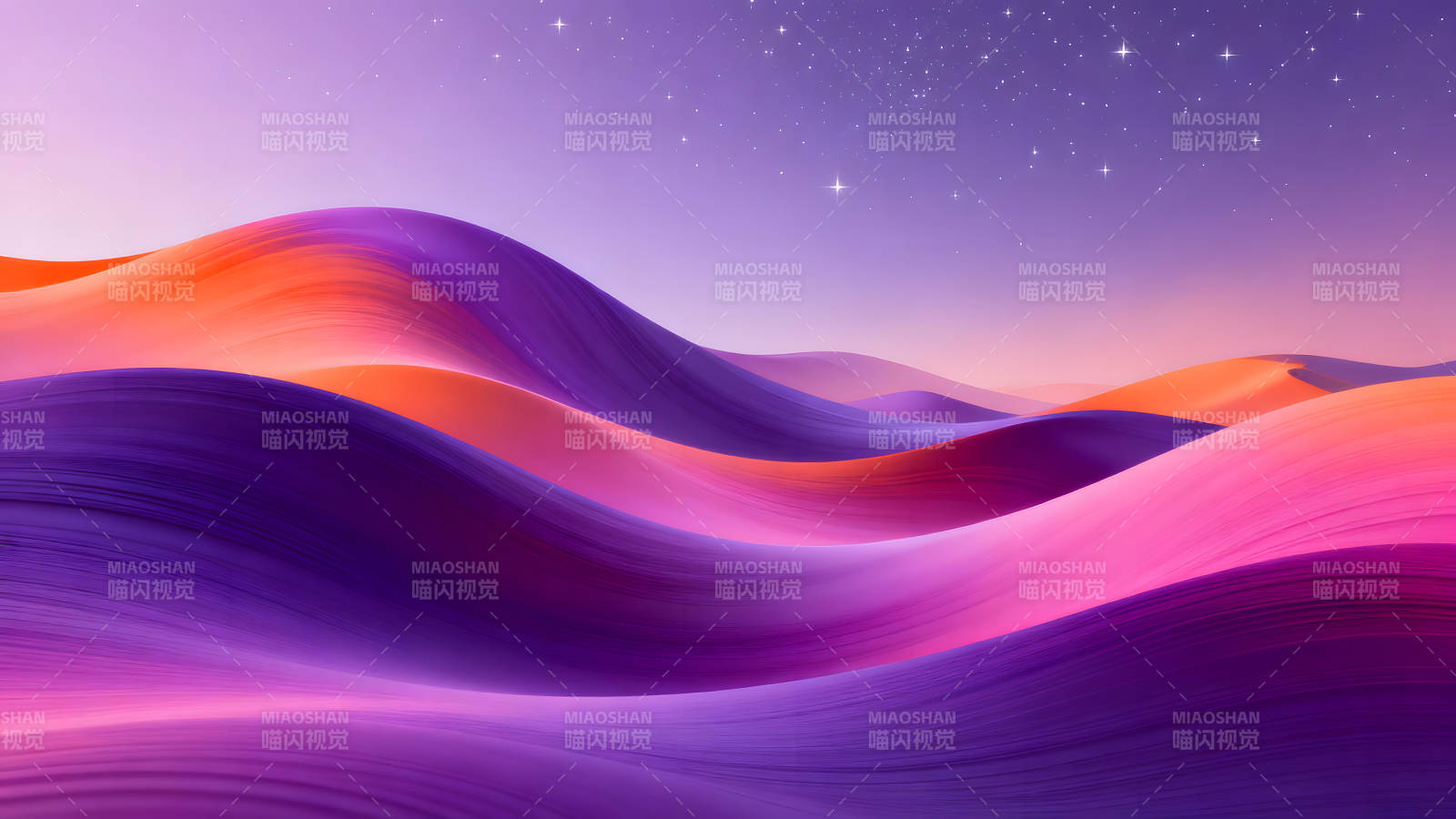 夢幻星空下的抽象山丘-圖片