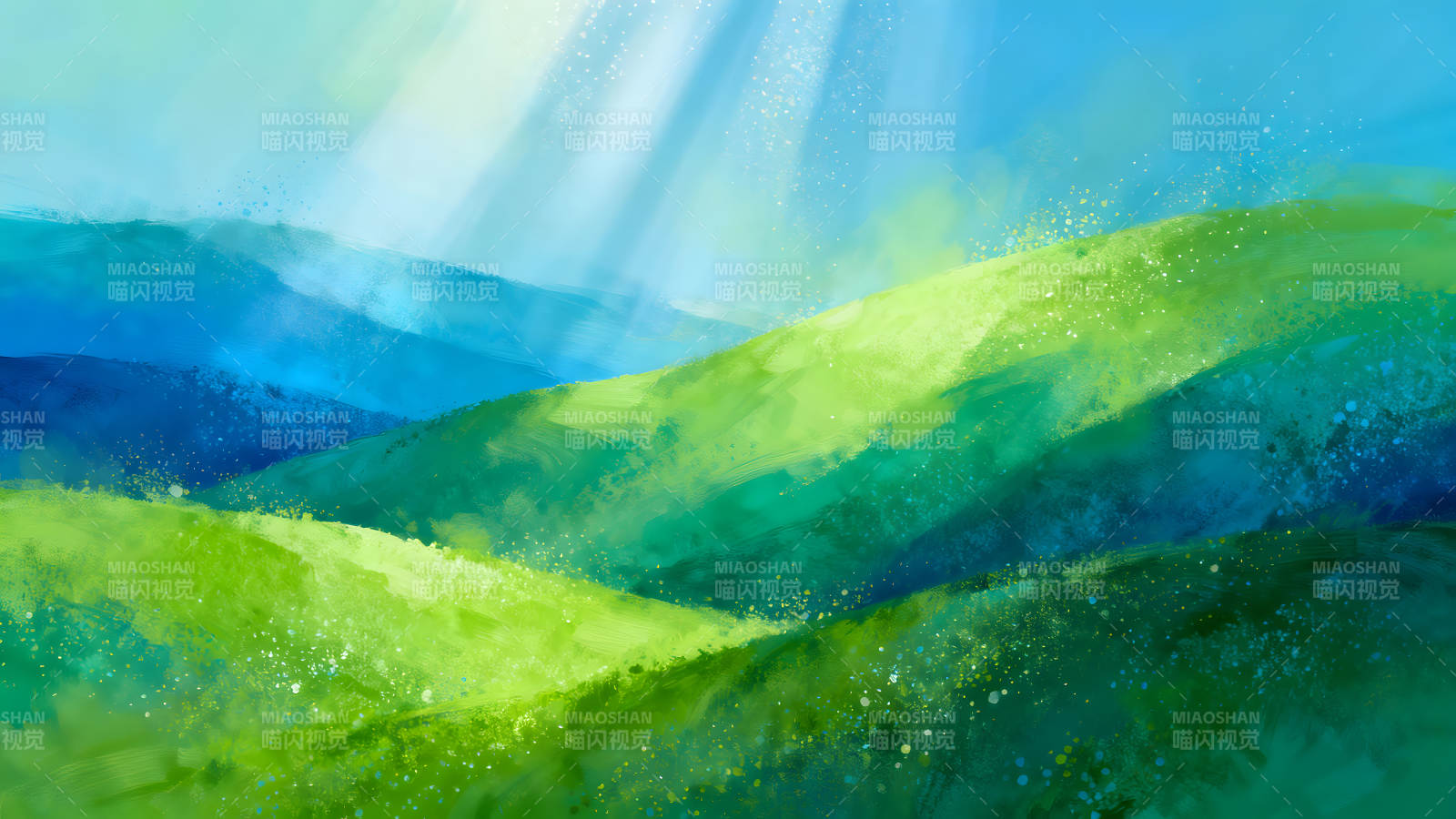 山巒青翠光影交織生機盎然-圖片